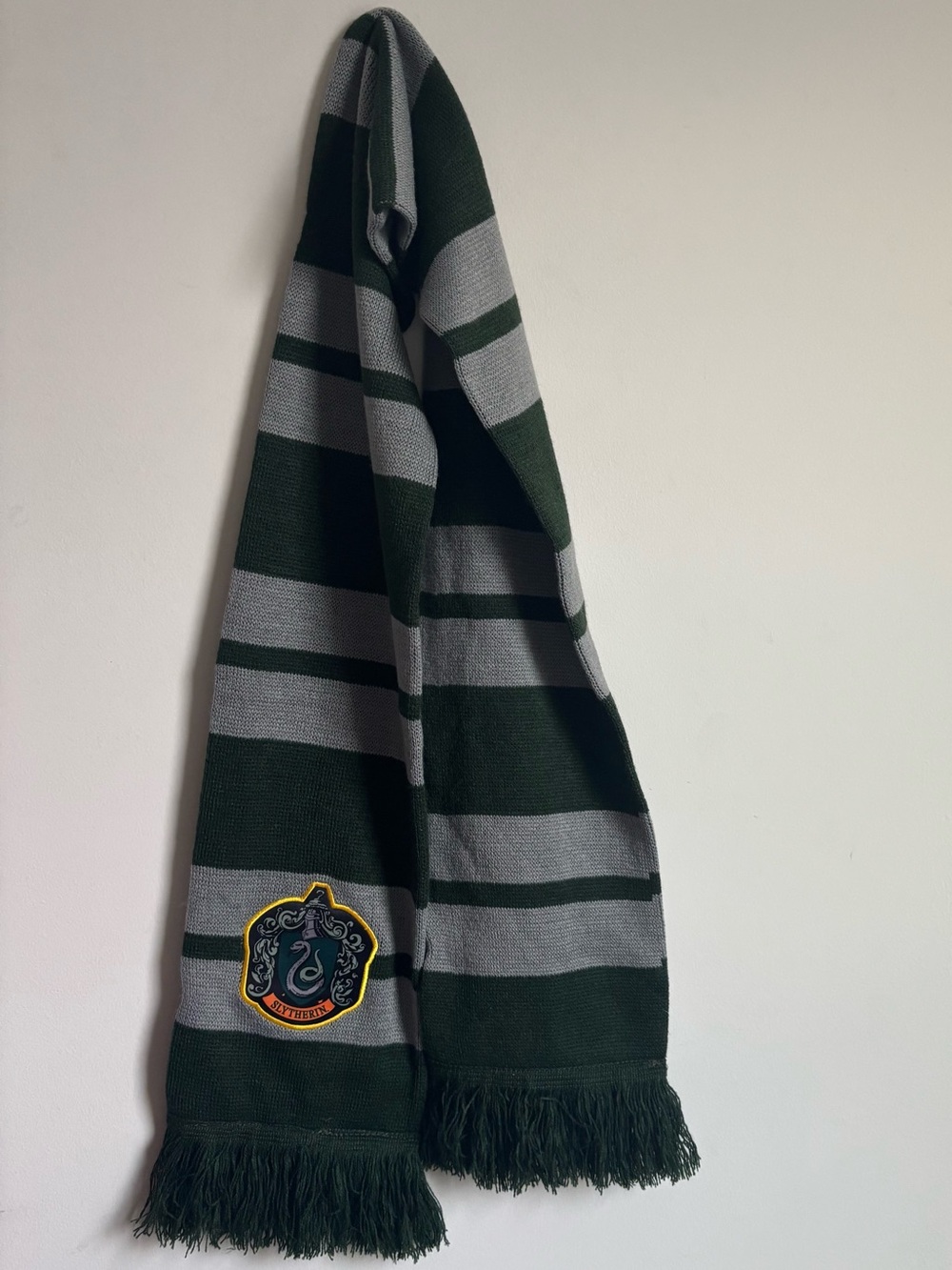 Harry Potter Slytherin scarf culturefly green gray striped fringe adult one size